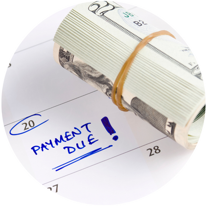 Image of a calendar with writing that says Payment Due.